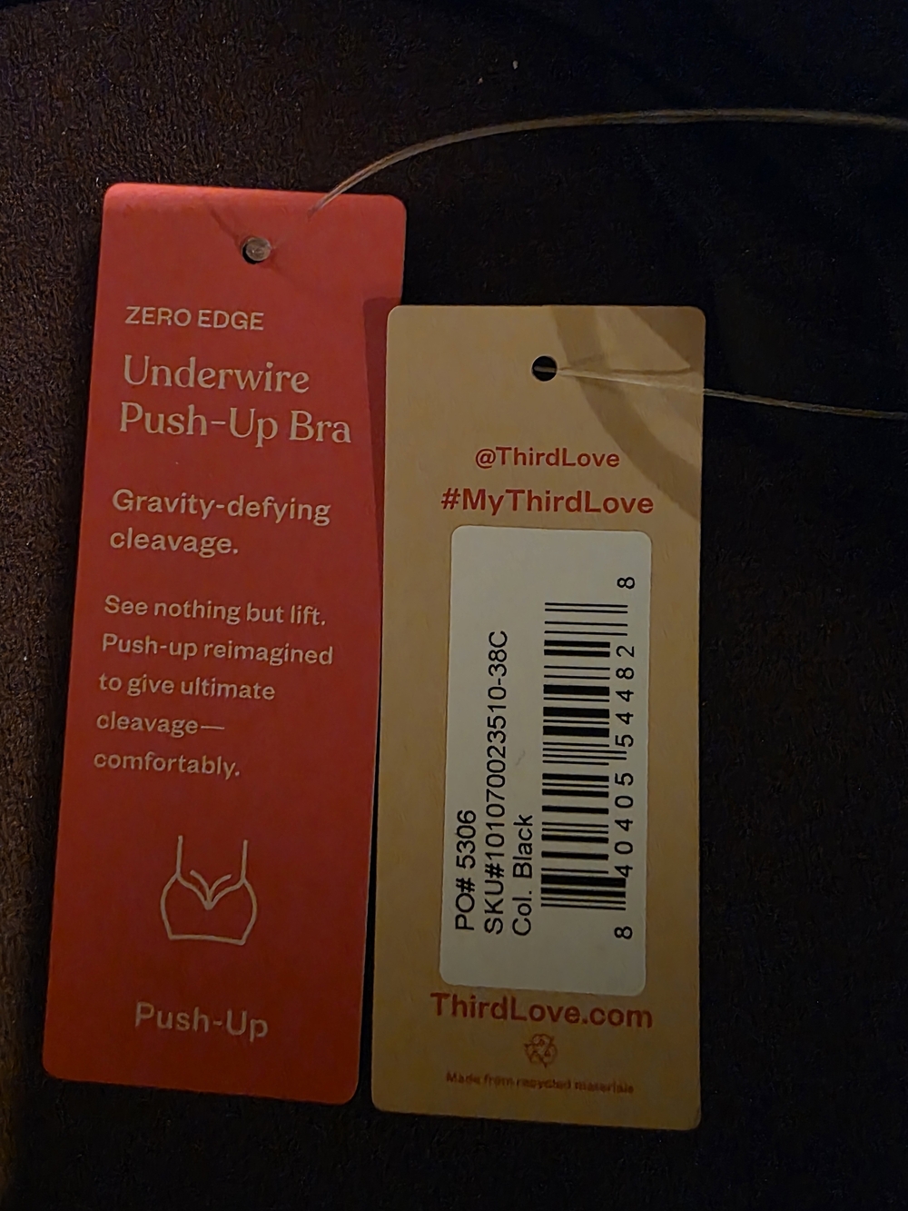ThirdLove Zero Edge Push UP Bra Black 38C NWT - Picture 5 of 6